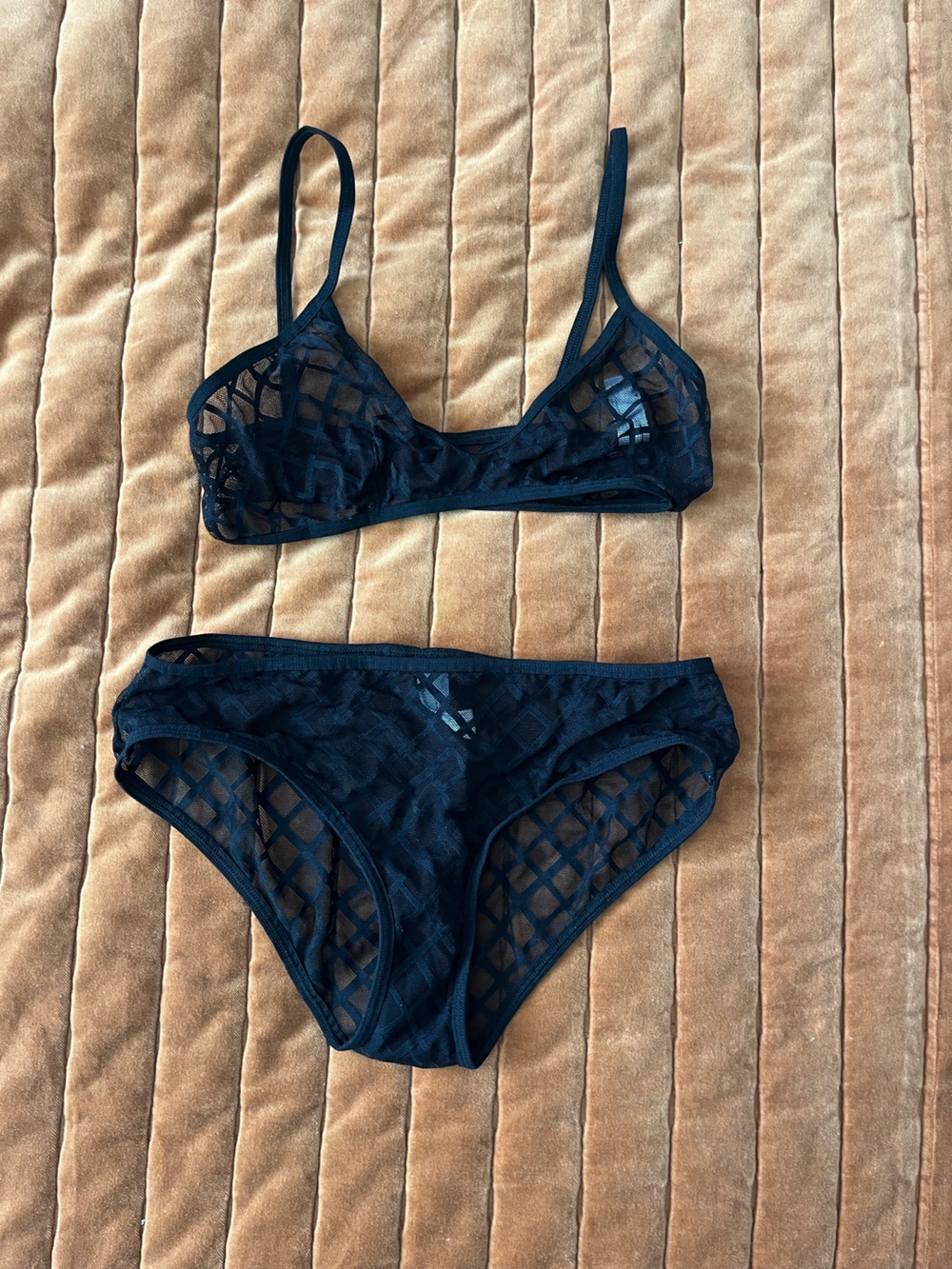 American Apparel Lace Grid Lingerie Set